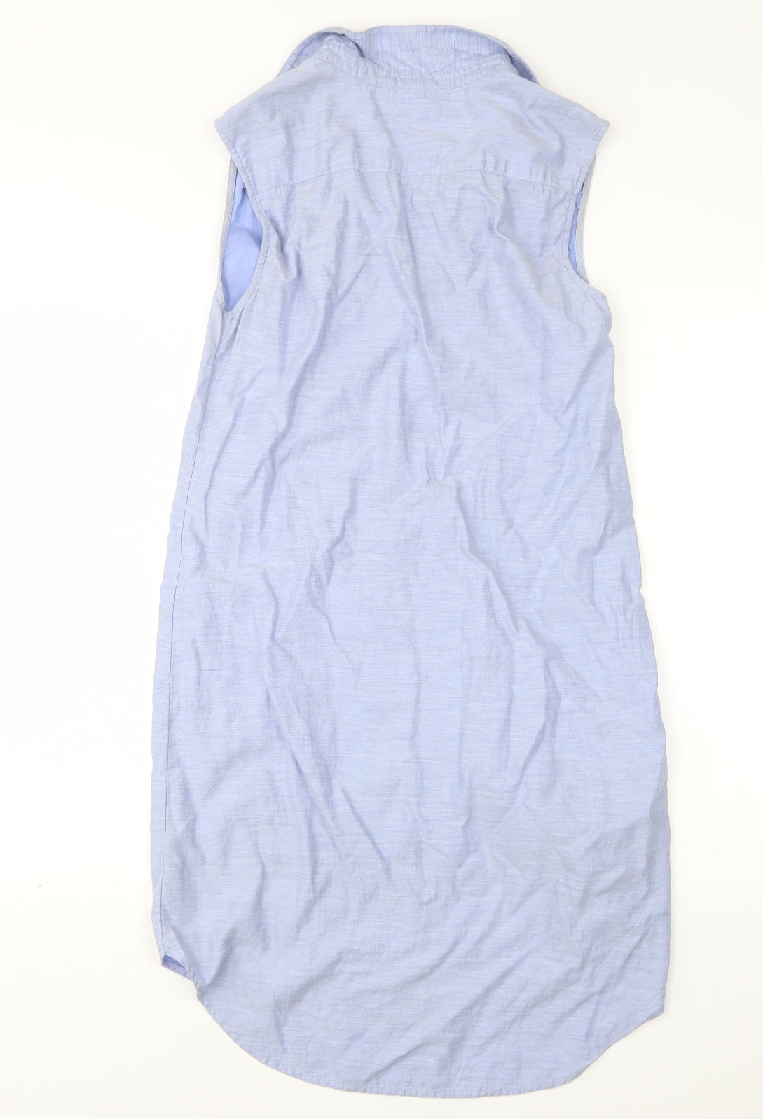 H&M Womens Blue  Cotton Shirt Dress  Size 8  Collared