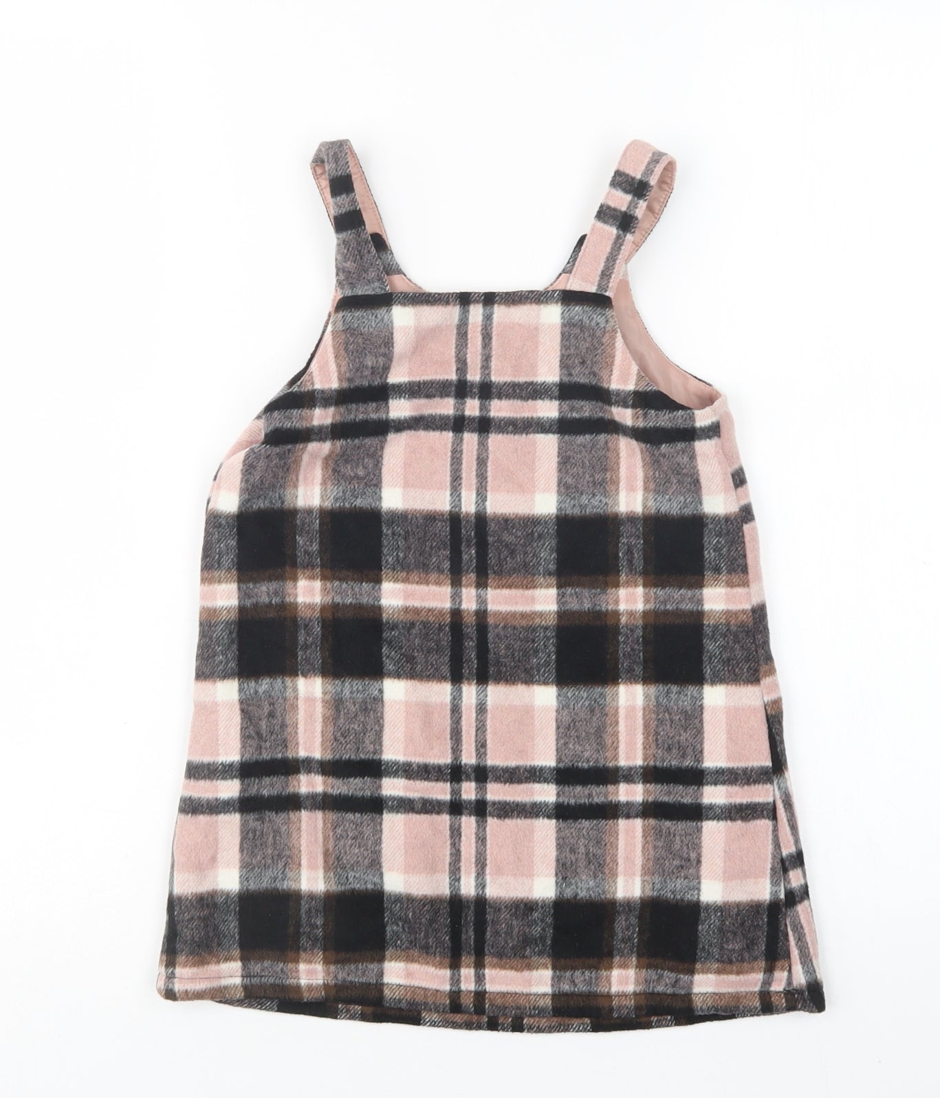 F&F Girls Multicoloured Plaid Polyester Pinafore/Dungaree Dress  Size 4-5 Years  Round Neck