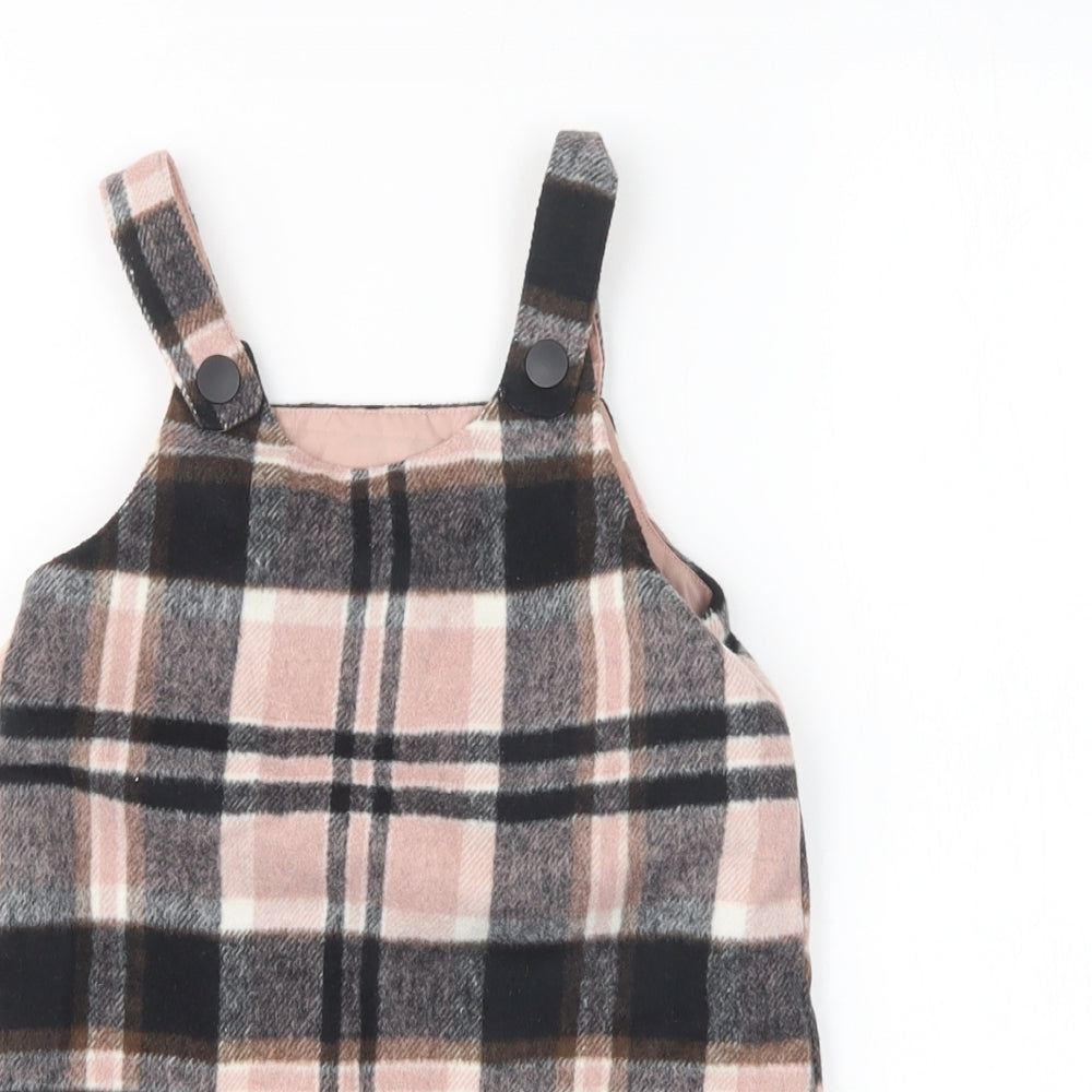 F&F Girls Multicoloured Plaid Polyester Pinafore/Dungaree Dress  Size 4-5 Years  Round Neck