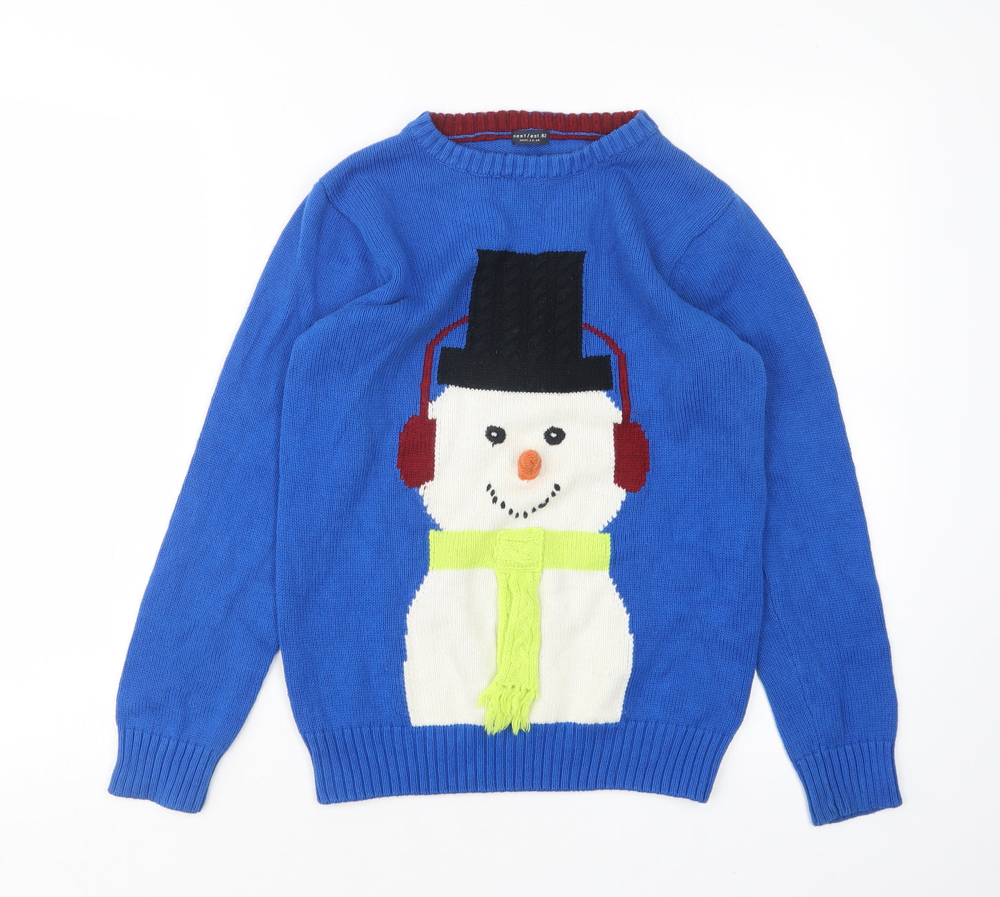 NEXT Boys Blue Round Neck  Cotton Pullover Jumper Size 11 Years   - Christmas