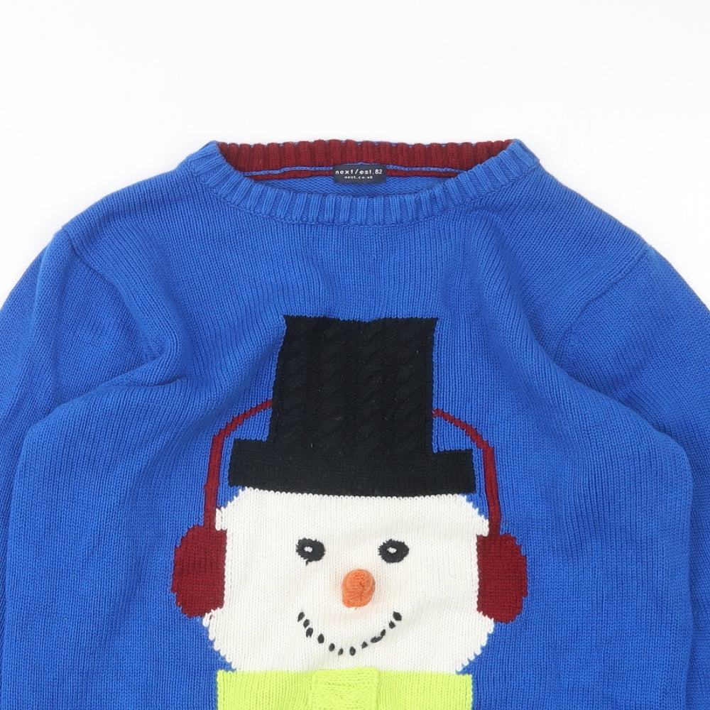 NEXT Boys Blue Round Neck  Cotton Pullover Jumper Size 11 Years   - Christmas