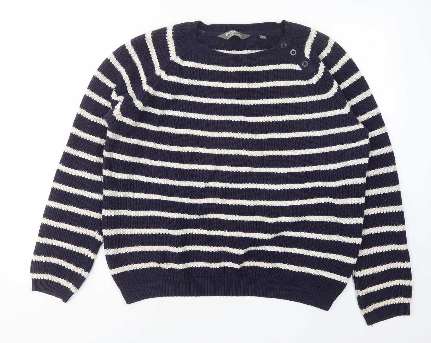 Mountain Warehouse Womens Multicoloured Round Neck Striped Cotton Pullover Jumper Size 20