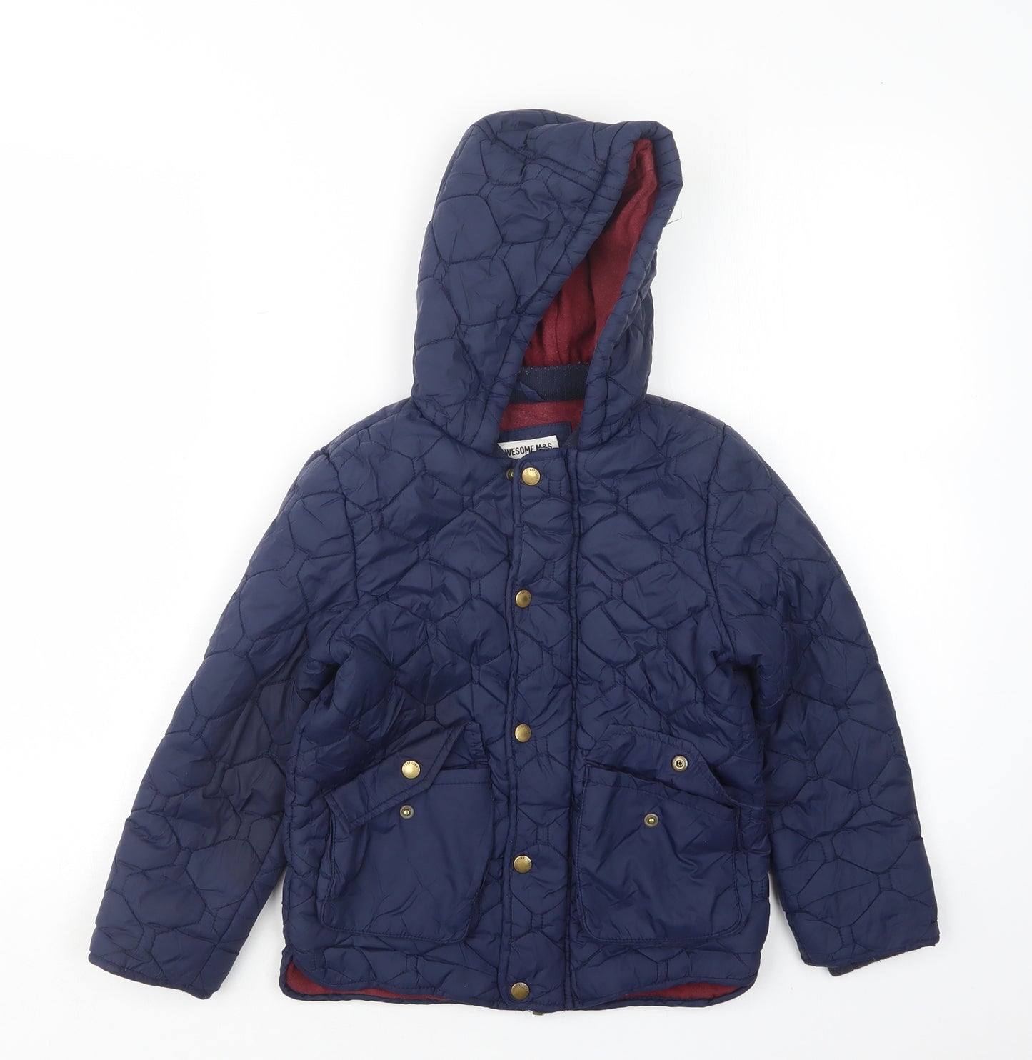 M&S Boys Blue   Quilted Coat Size 6-7 Years