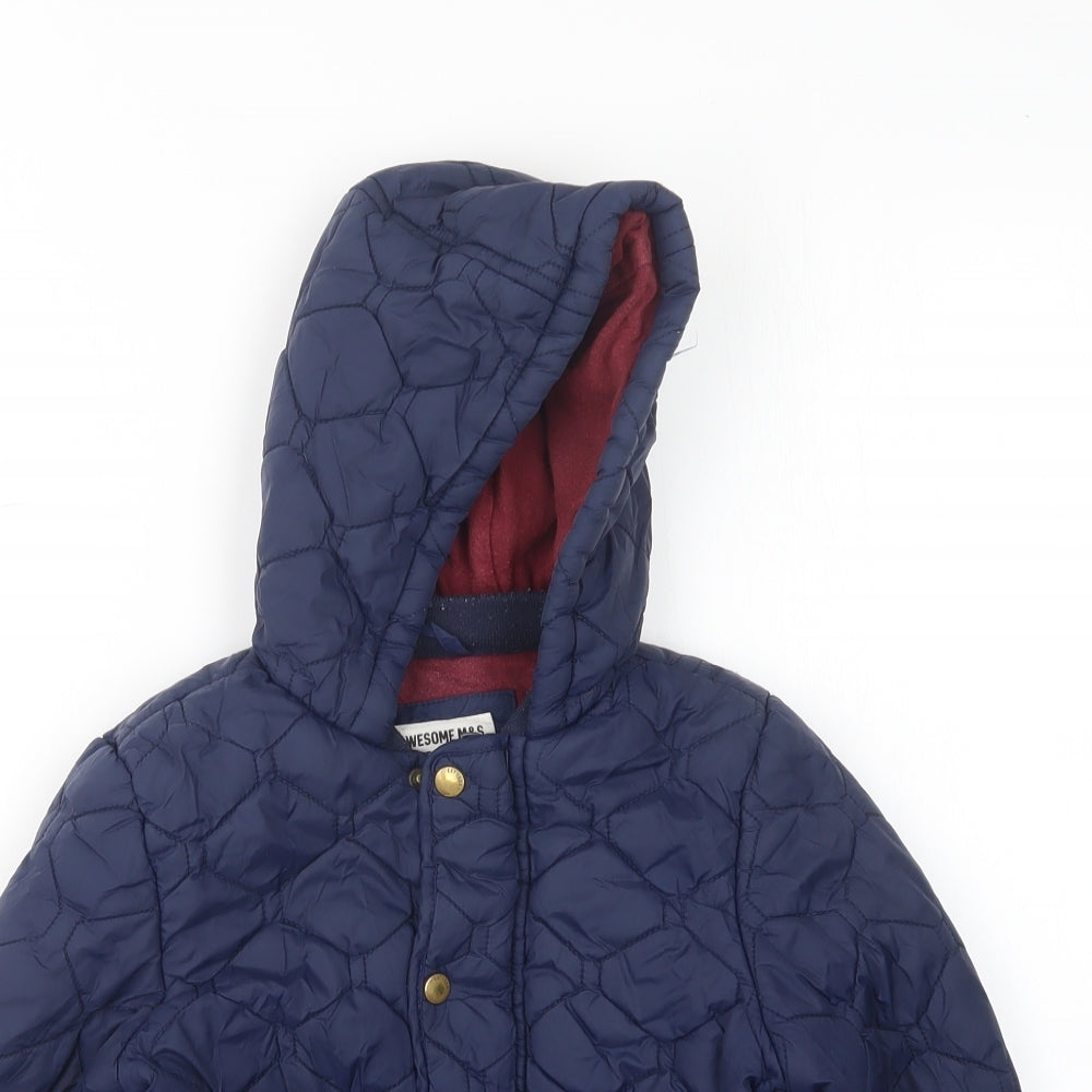 M&S Boys Blue   Quilted Coat Size 6-7 Years