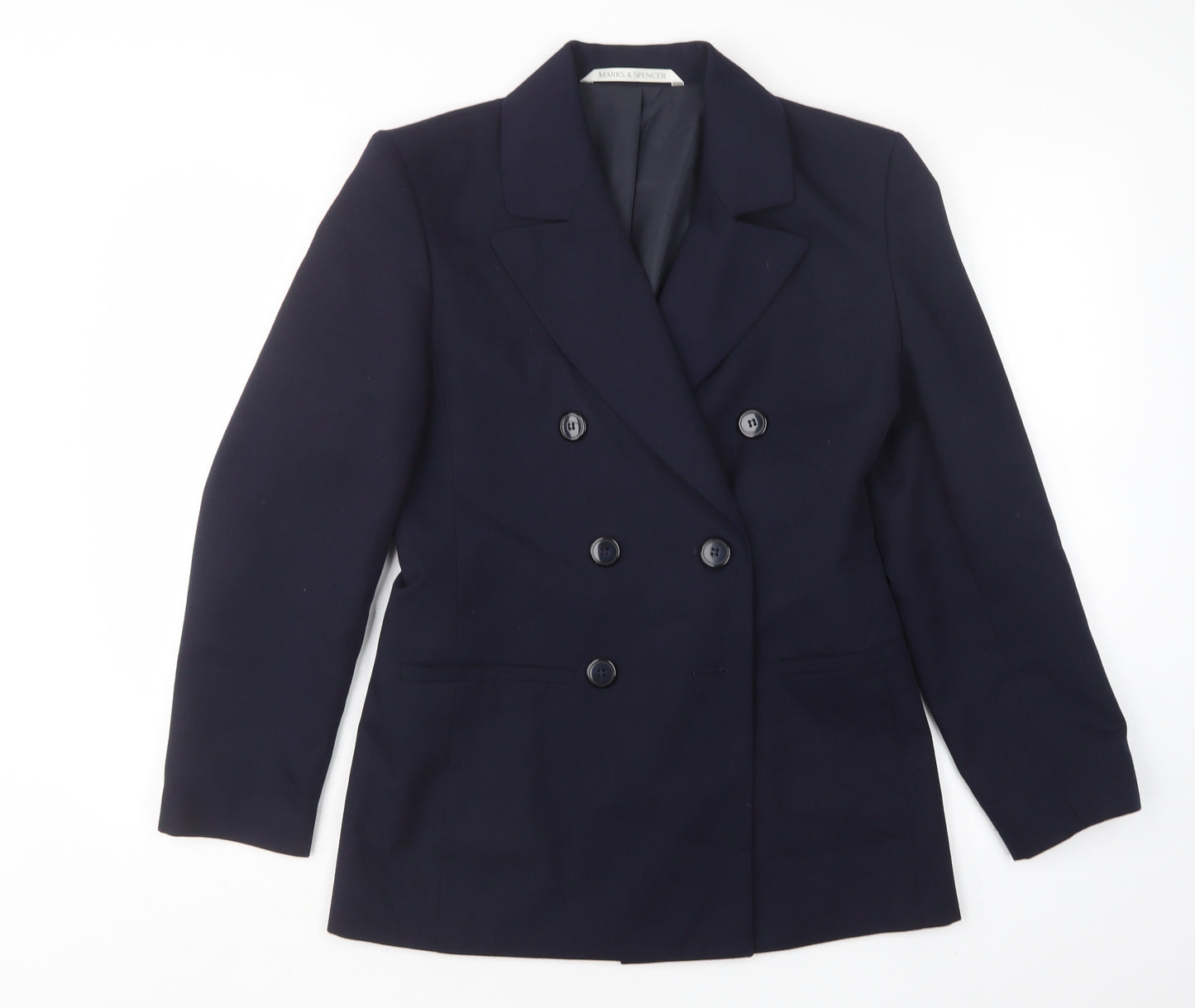 M&S Womens Blue  Polyester Jacket Suit Jacket Size 8