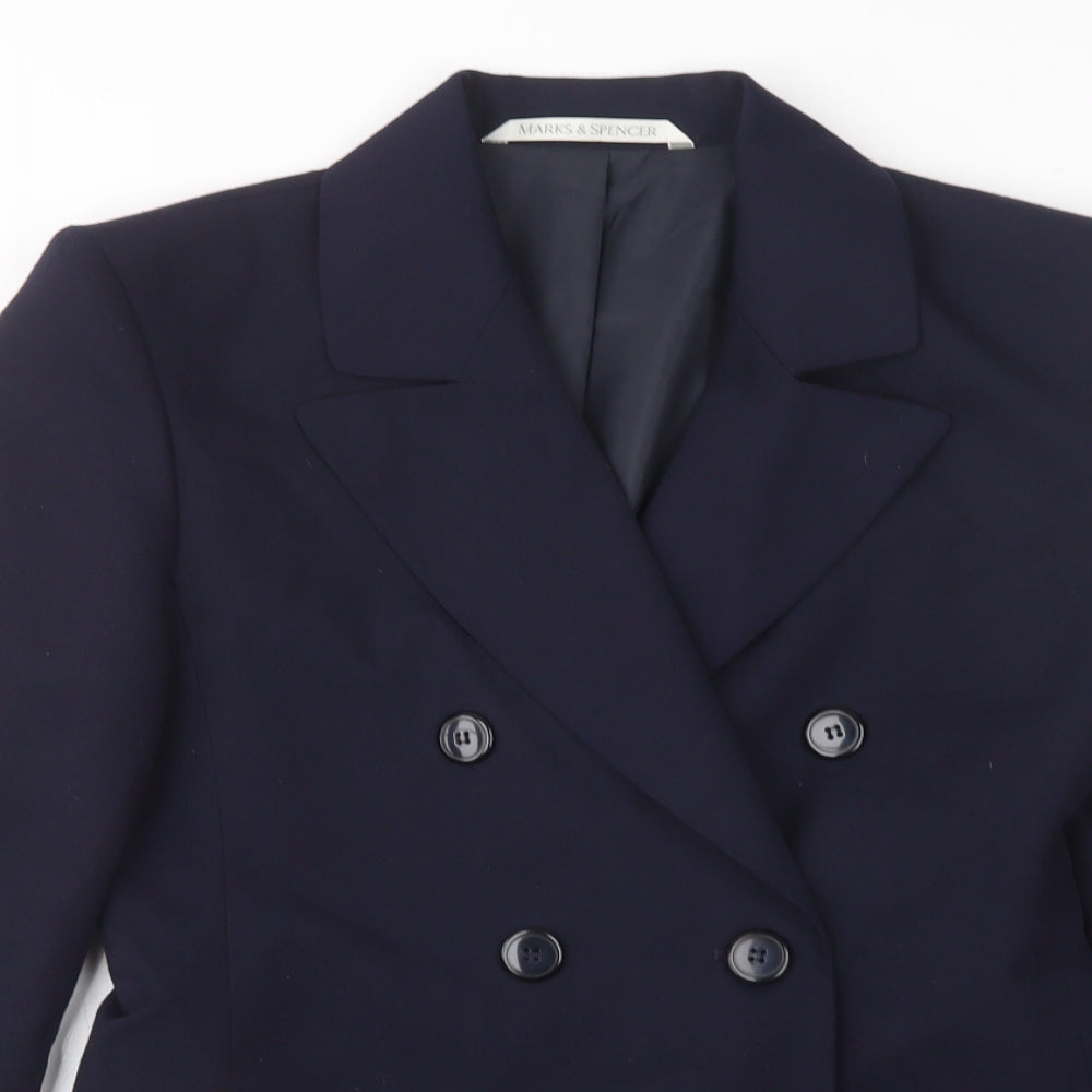 M&S Womens Blue  Polyester Jacket Suit Jacket Size 8