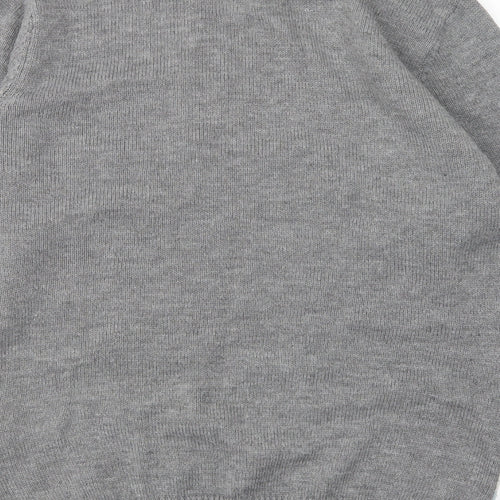 Merry Christmas Mens Grey Round Neck Polka Dot Acrylic Pullover Jumper Size L   - Christmas