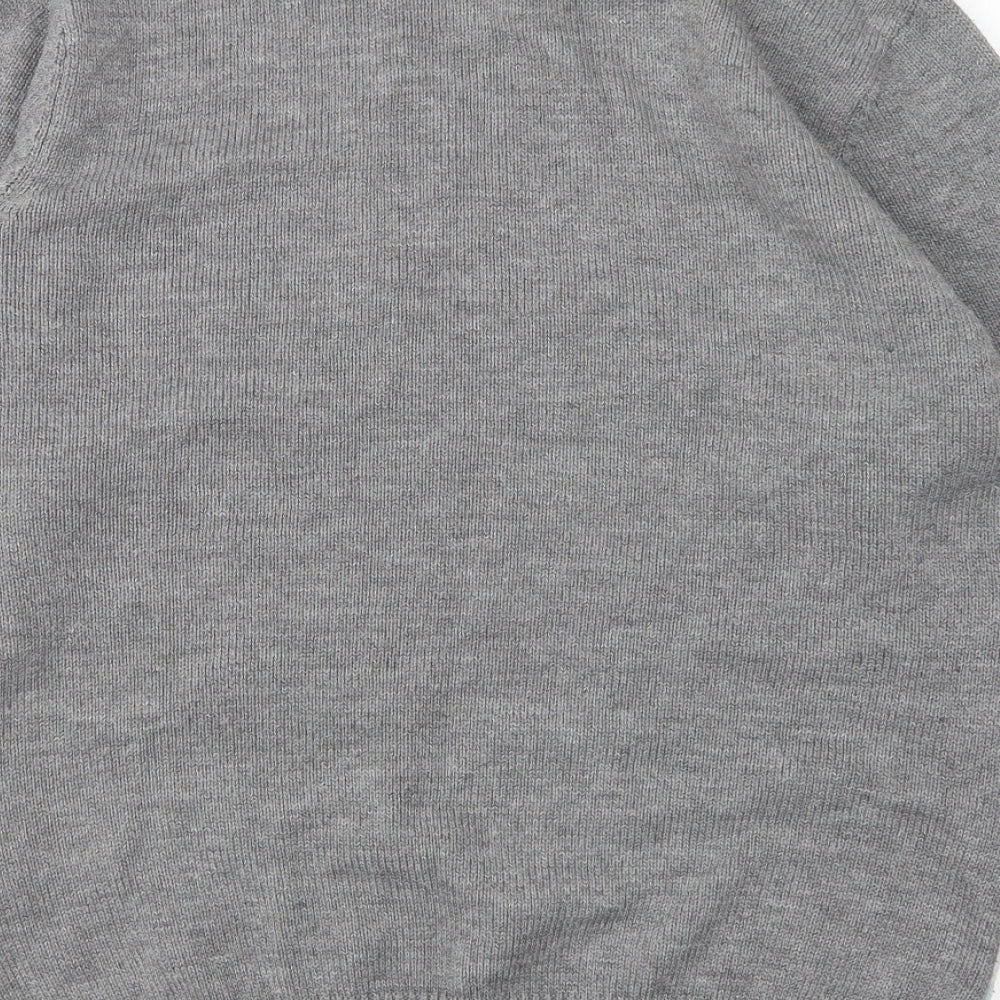 Merry Christmas Mens Grey Round Neck Polka Dot Acrylic Pullover Jumper Size L   - Christmas