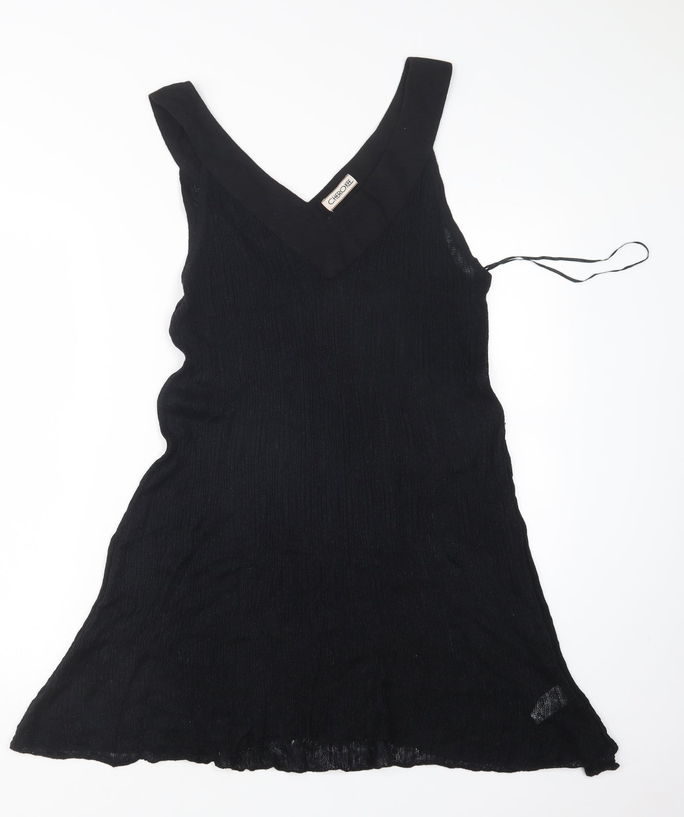 Cherokee Womens Black  Linen Jumper Dress  Size 18  V-Neck