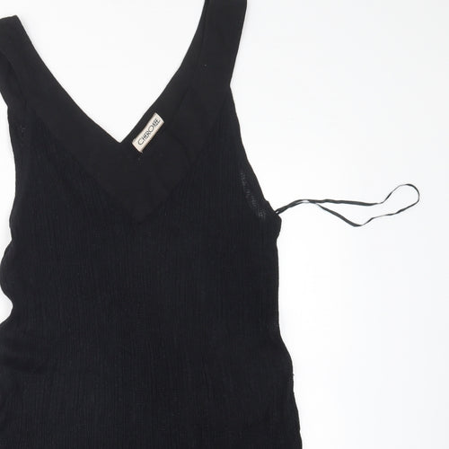 Cherokee Womens Black  Linen Jumper Dress  Size 18  V-Neck