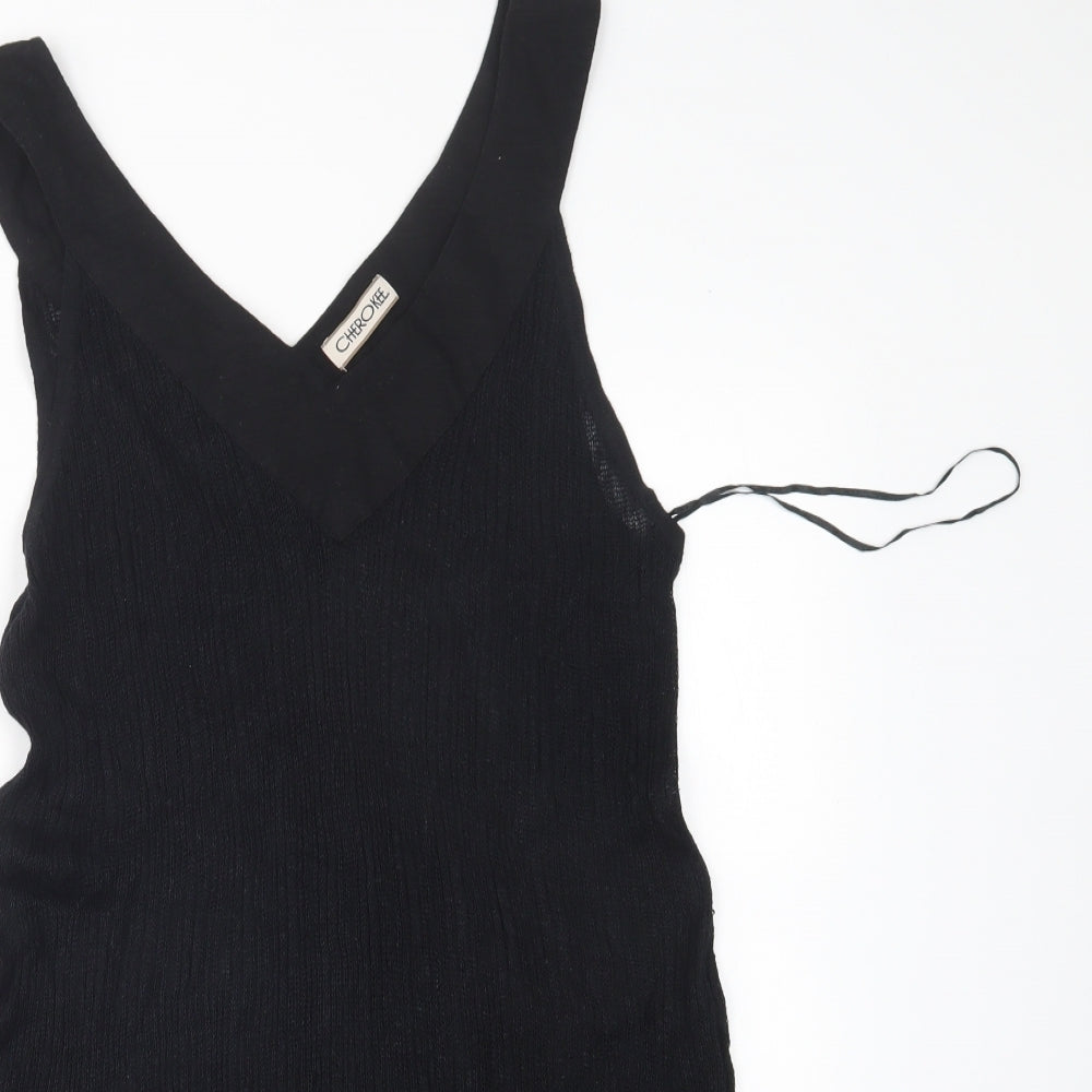 Cherokee Womens Black  Linen Jumper Dress  Size 18  V-Neck