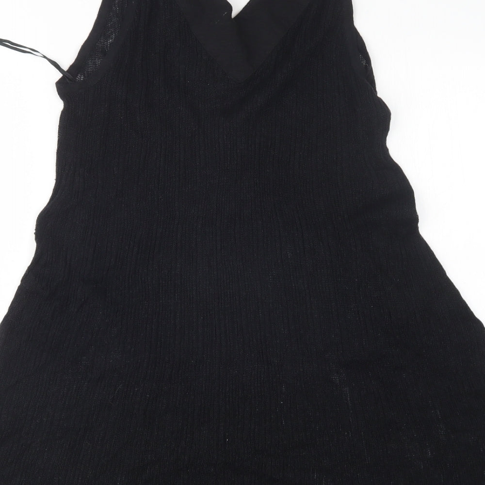 Cherokee Womens Black  Linen Jumper Dress  Size 18  V-Neck