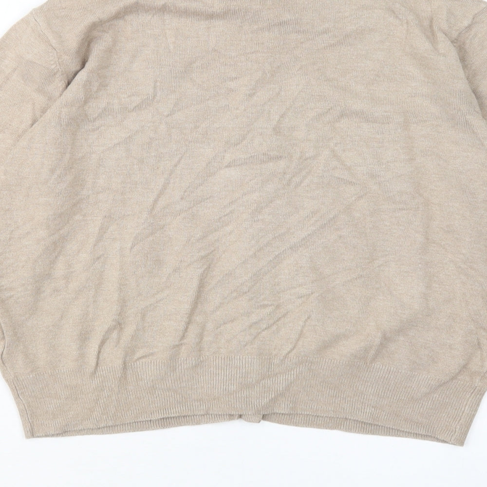 M&S Womens Beige Round Neck  Viscose Cardigan Jumper Size 10