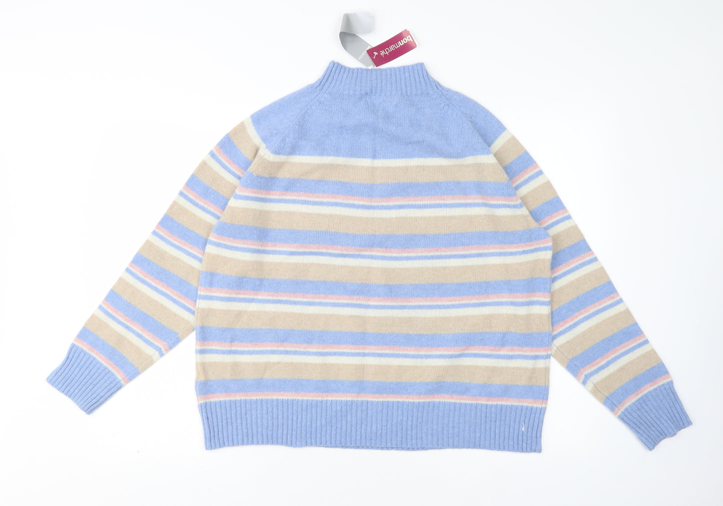 Bonmarché Womens Multicoloured High Neck Striped Wool Pullover Jumper Size XL