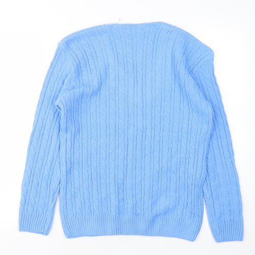 CHIC Womens Blue V-Neck  Acrylic Pullover Jumper Size S