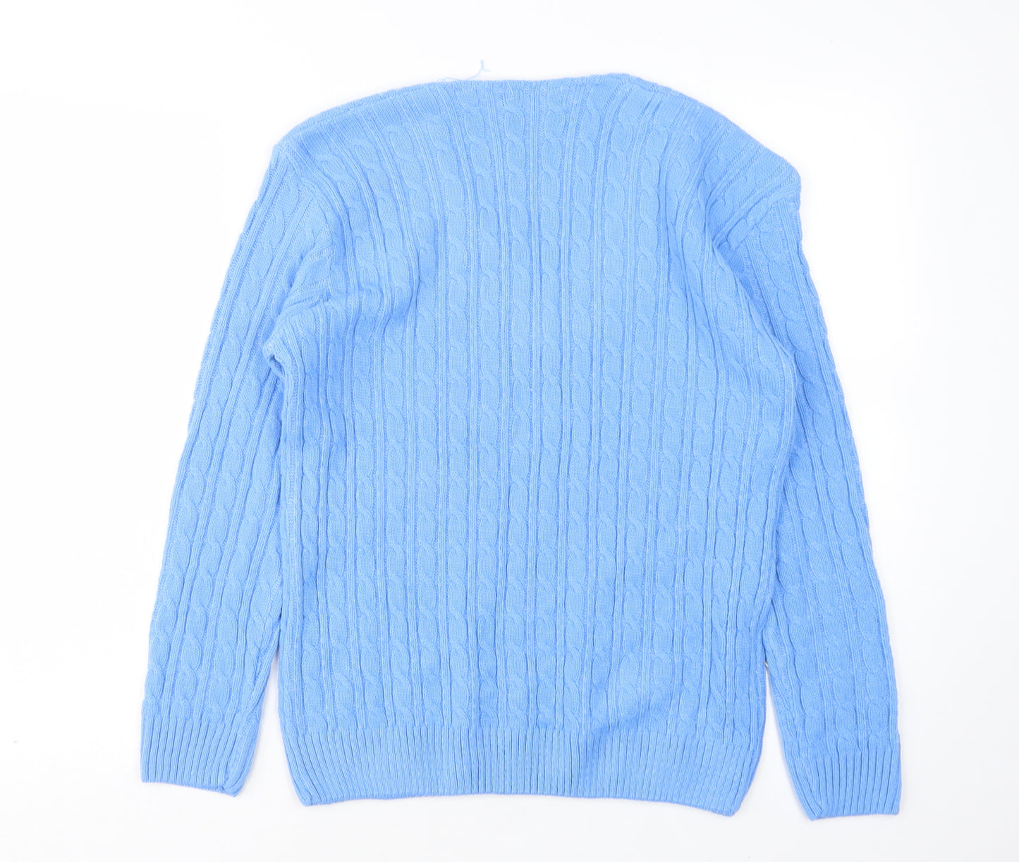 CHIC Womens Blue V-Neck  Acrylic Pullover Jumper Size S