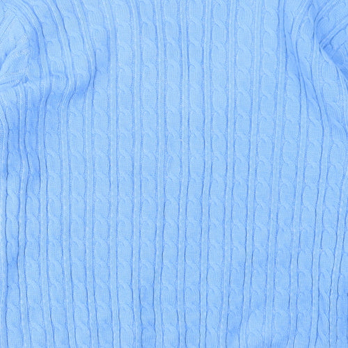 CHIC Womens Blue V-Neck  Acrylic Pullover Jumper Size S