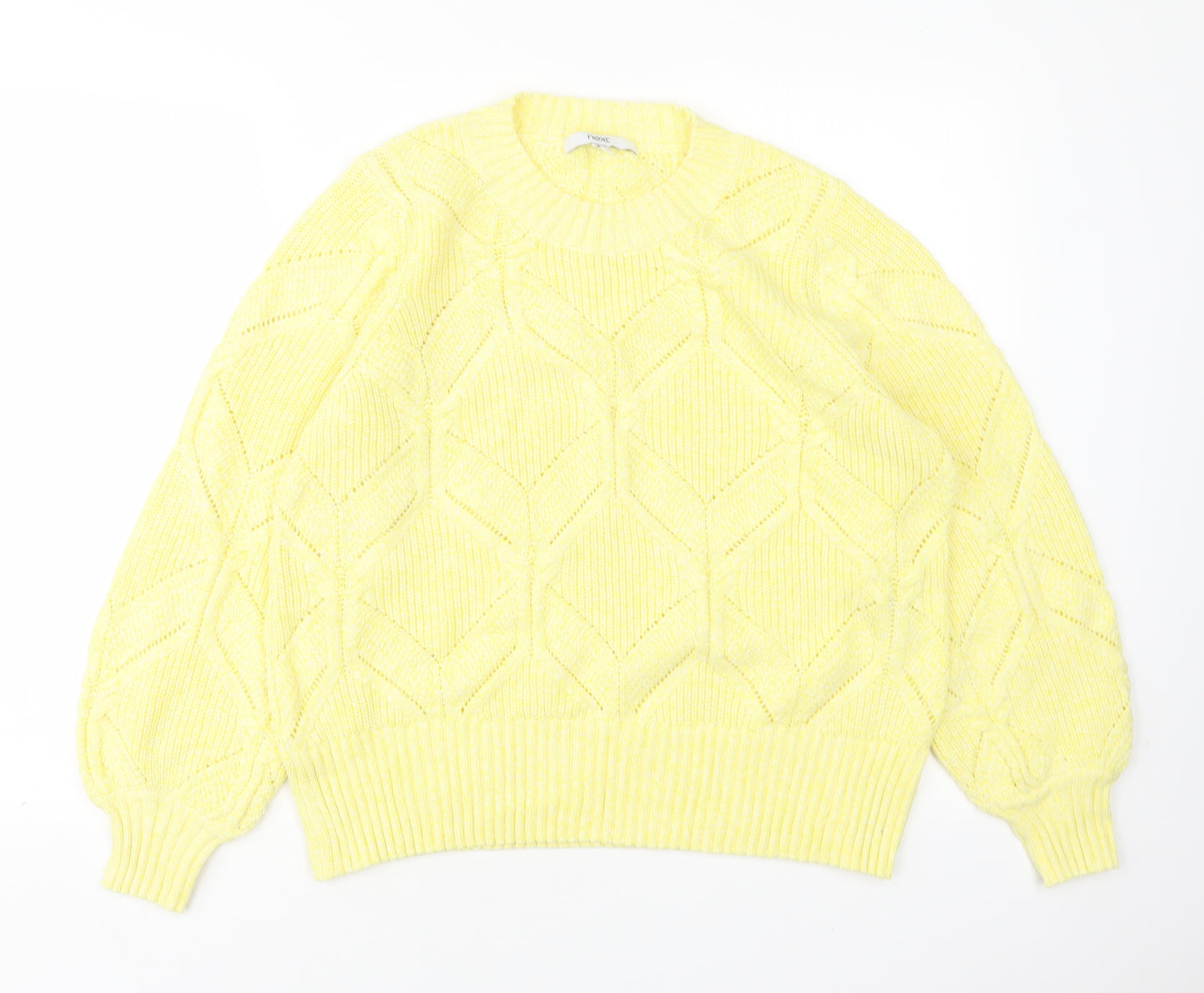 NEXT Womens Yellow Round Neck  Cotton Pullover Jumper Size 16