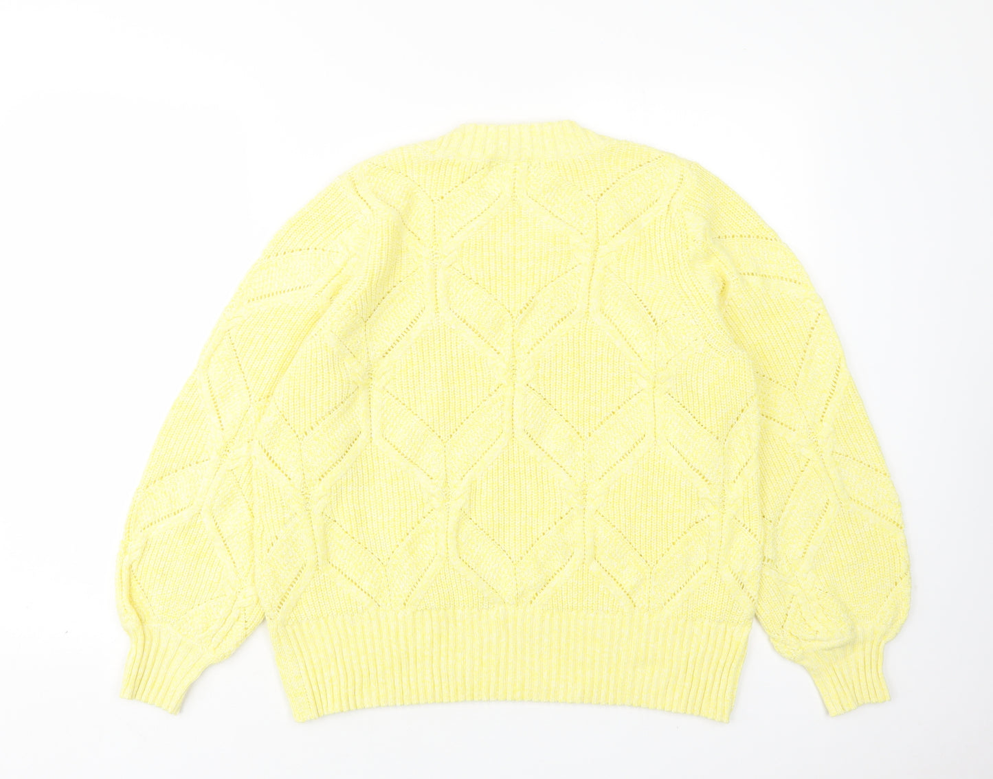 NEXT Womens Yellow Round Neck  Cotton Pullover Jumper Size 16