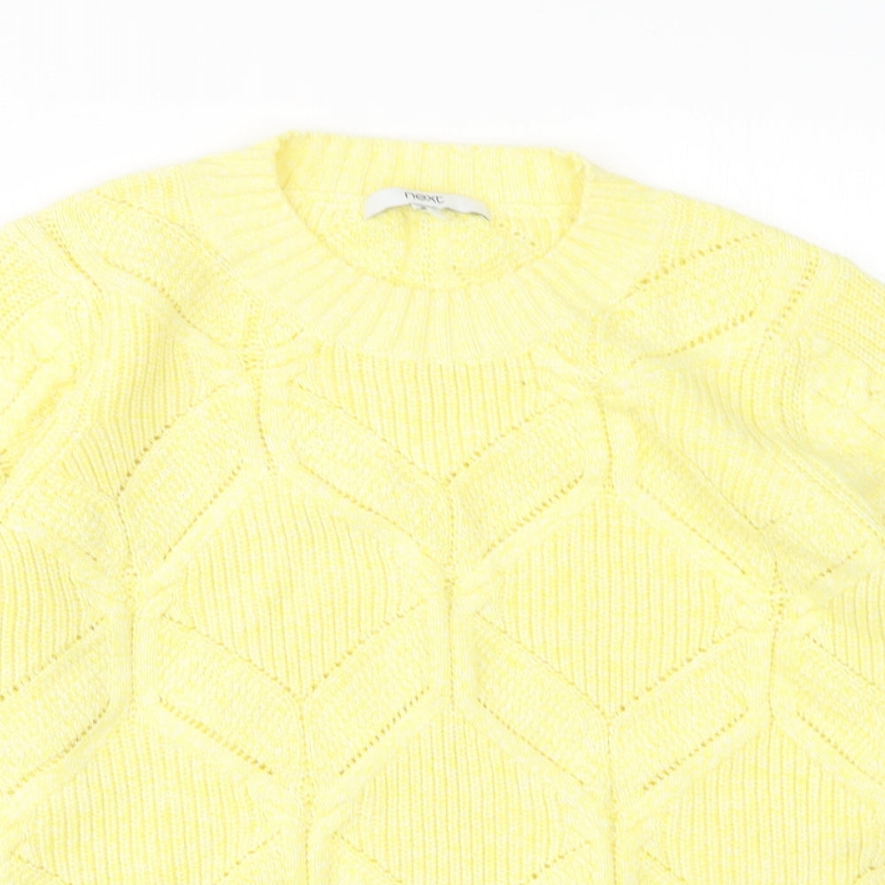NEXT Womens Yellow Round Neck  Cotton Pullover Jumper Size 16