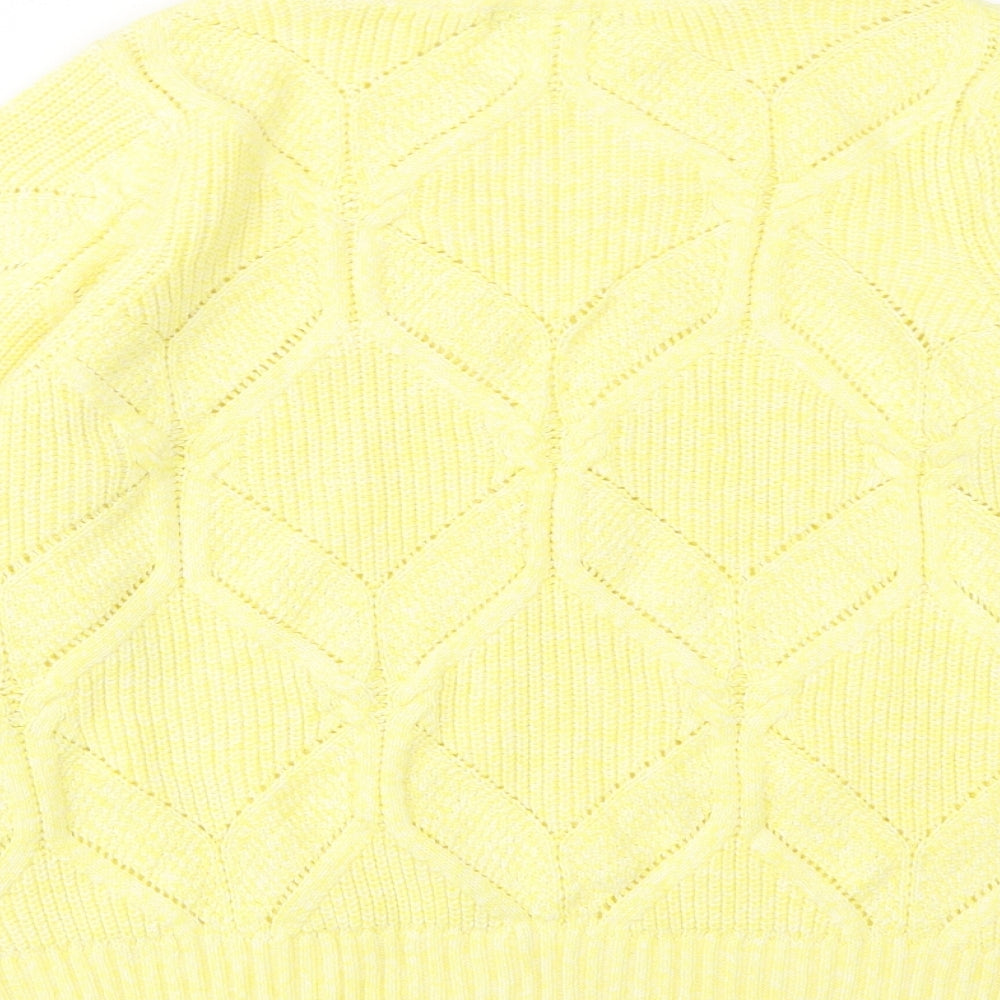 NEXT Womens Yellow Round Neck  Cotton Pullover Jumper Size 16