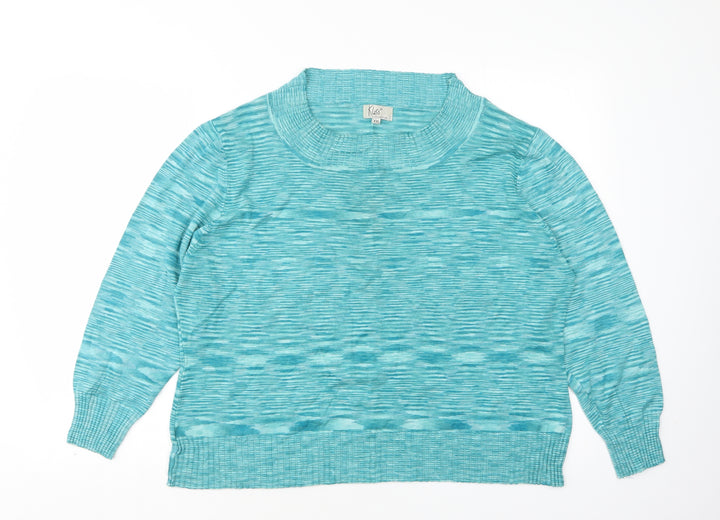 Klass Womens Green Round Neck Pullover Jumper Size 2XL