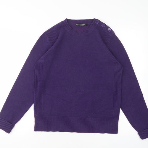 Debbie Morgan Womens Purple Round Neck  Acrylic Pullover Jumper Size L