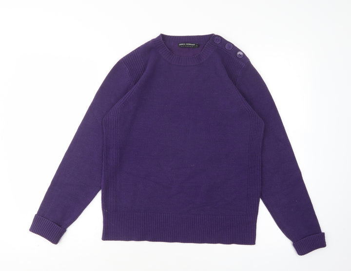 Debbie Morgan Womens Purple Round Neck Acrylic Pullover Jumper Size L