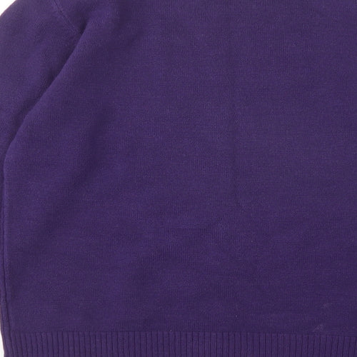 Debbie Morgan Womens Purple Round Neck  Acrylic Pullover Jumper Size L