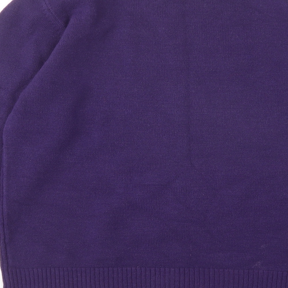 Debbie Morgan Womens Purple Round Neck  Acrylic Pullover Jumper Size L