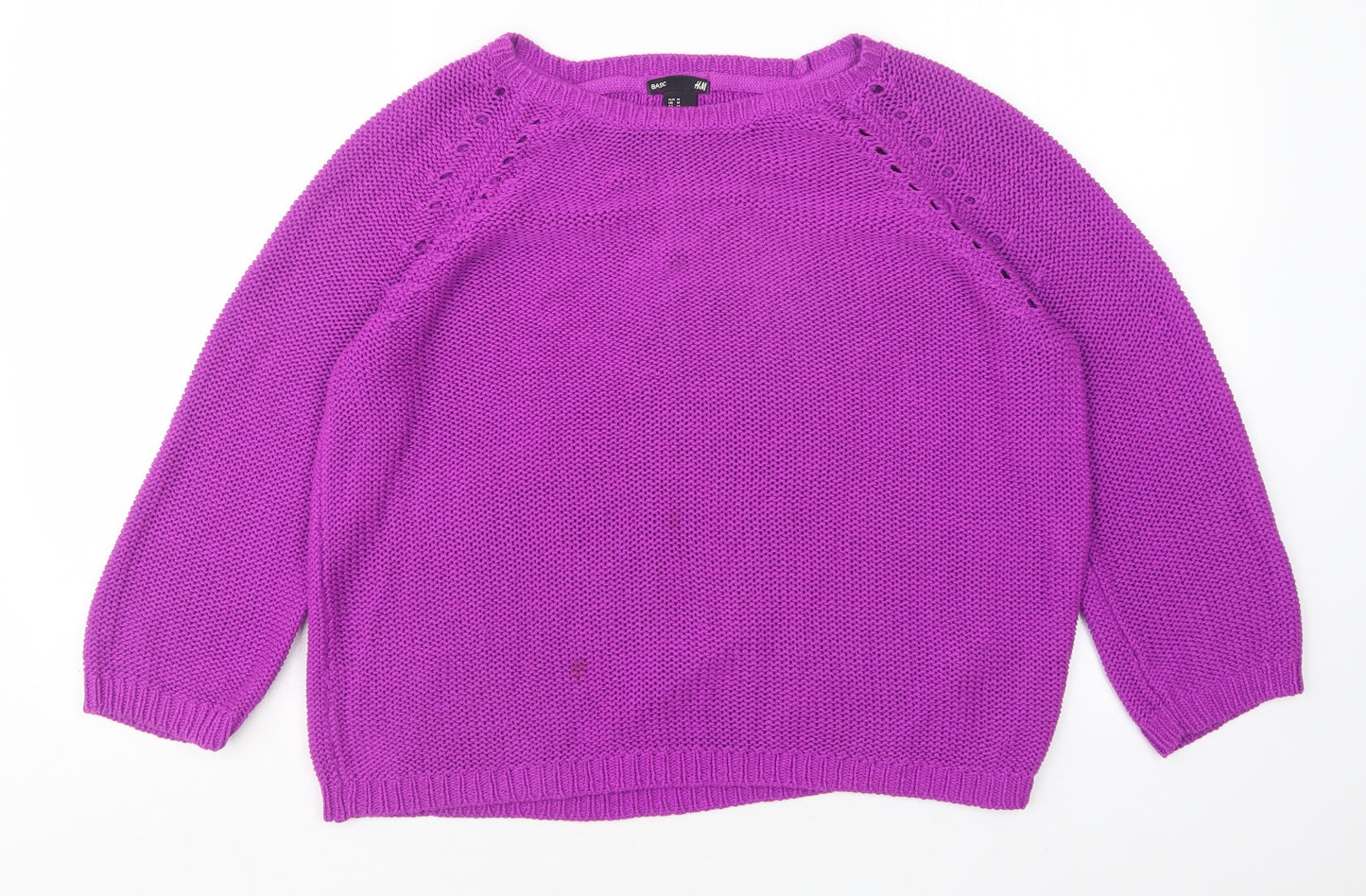 H&M Womens Purple Round Neck  Acrylic Pullover Jumper Size M
