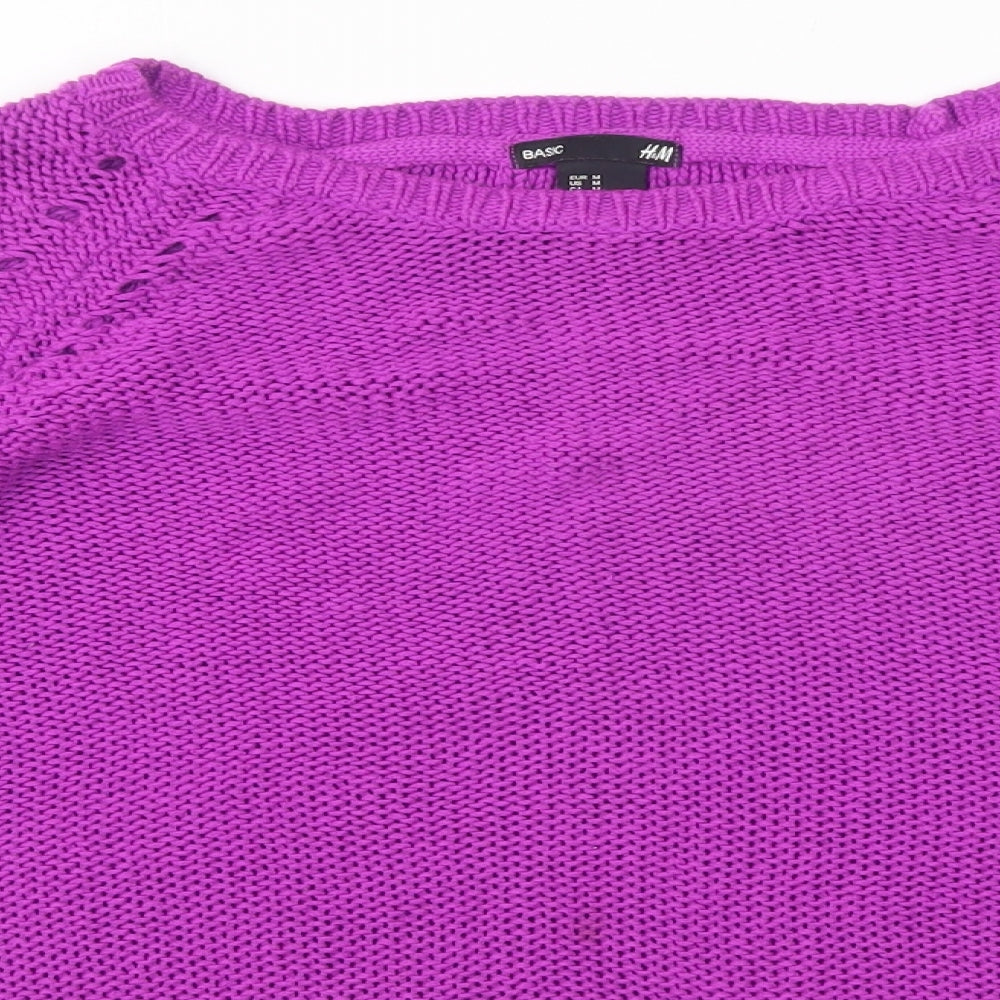 H&M Womens Purple Round Neck  Acrylic Pullover Jumper Size M