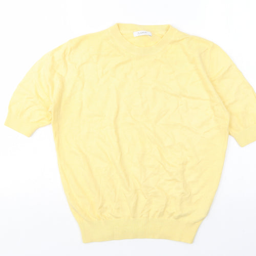M&S Womens Yellow Round Neck  Acrylic Pullover Jumper Size 10