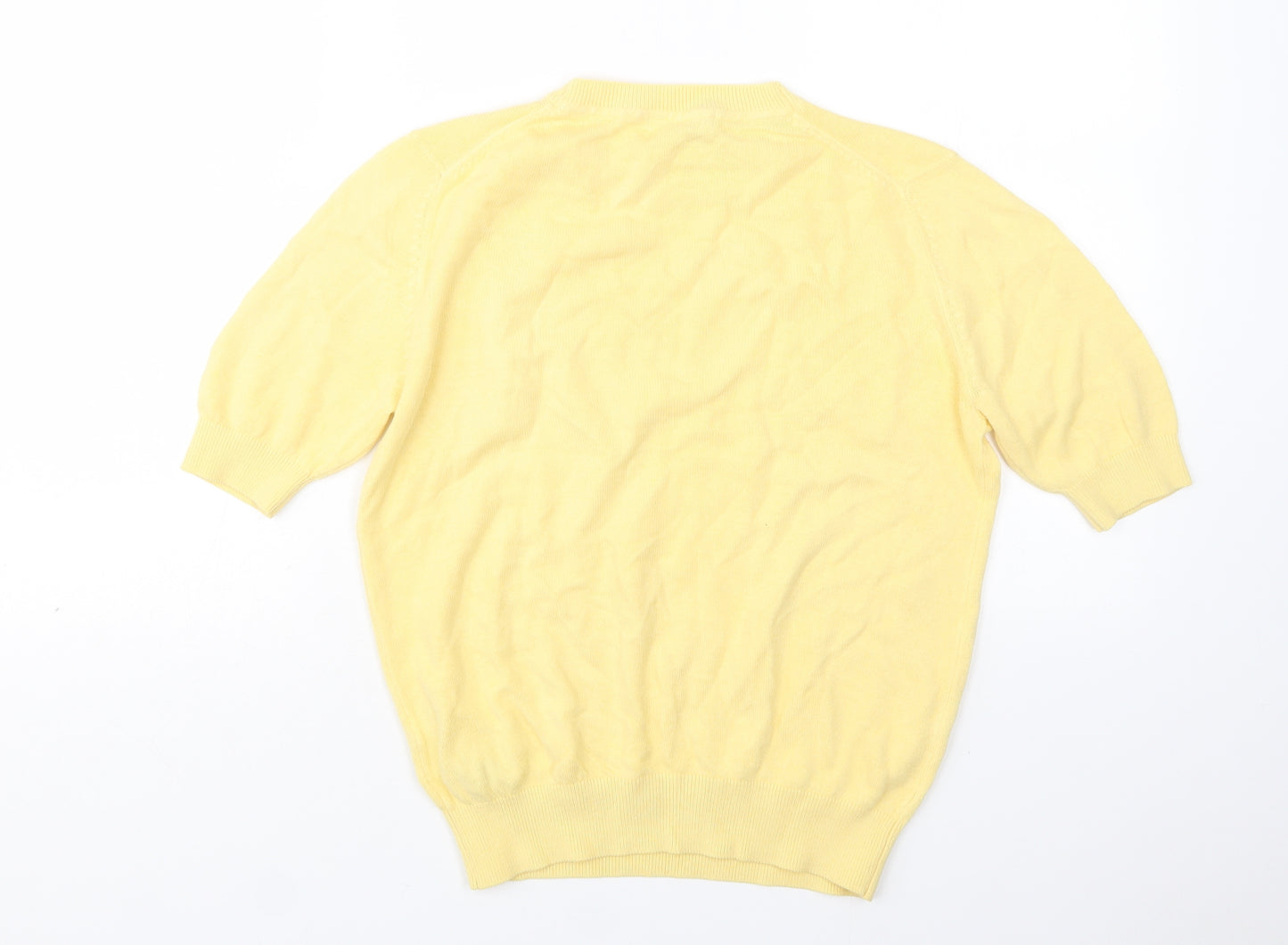 M&S Womens Yellow Round Neck  Acrylic Pullover Jumper Size 10