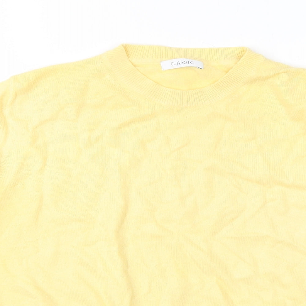 M&S Womens Yellow Round Neck  Acrylic Pullover Jumper Size 10