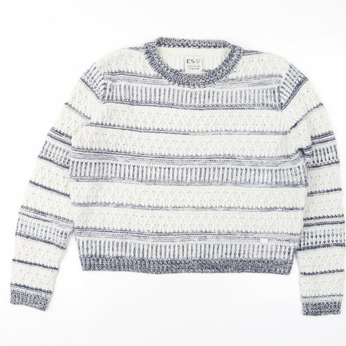 ES Womens Multicoloured Round Neck Striped Polyester Pullover Jumper Size 10