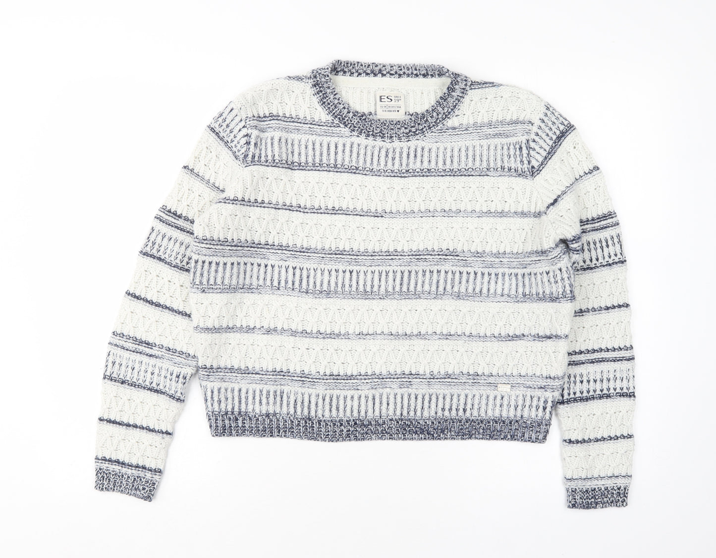 ES Womens Multicoloured Round Neck Striped Polyester Pullover Jumper Size 10