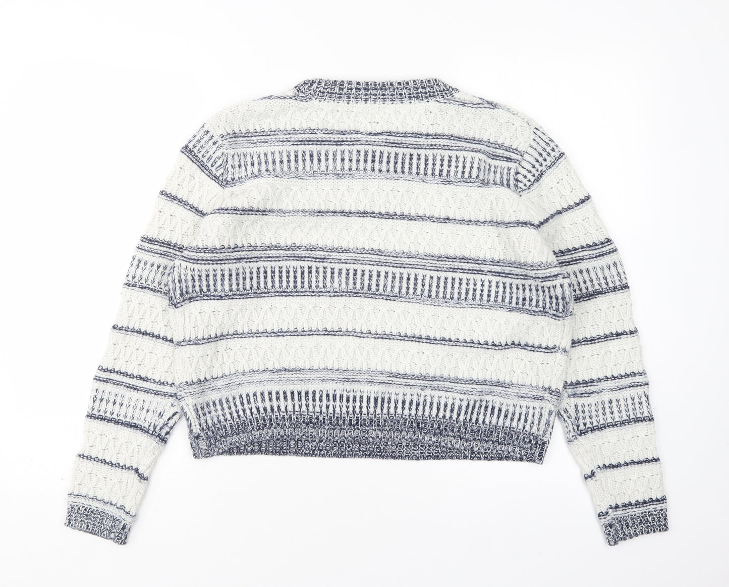 ES Womens Multicoloured Round Neck Striped Polyester Pullover Jumper Size 10