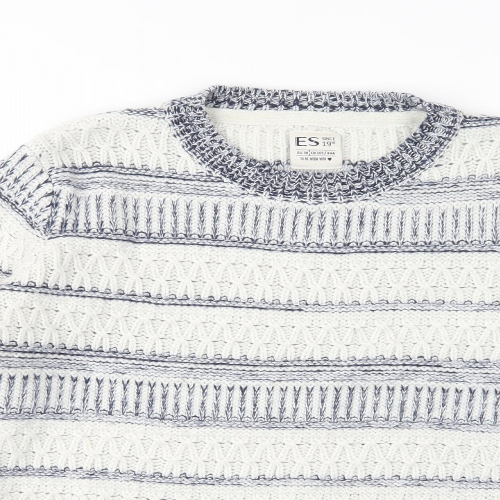 ES Womens Multicoloured Round Neck Striped Polyester Pullover Jumper Size 10