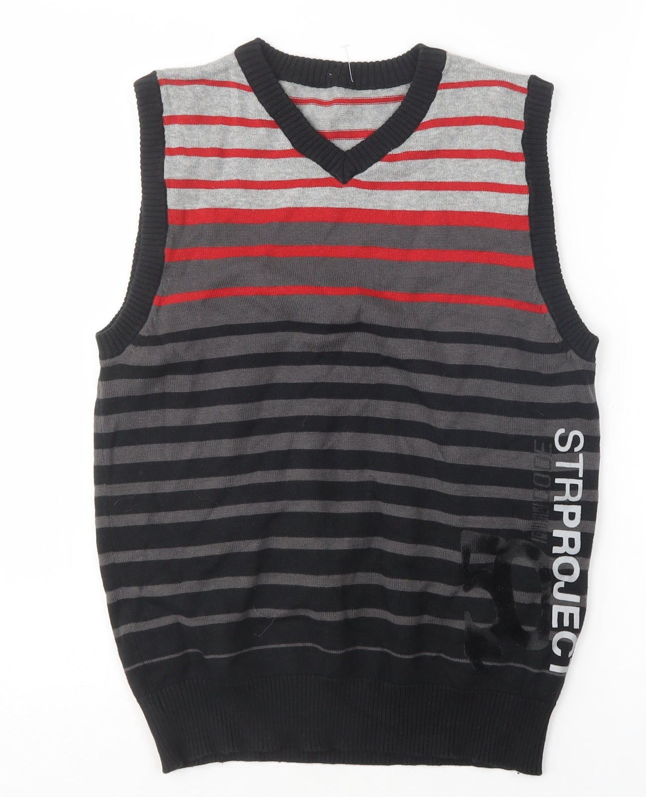 Matalan Boys Multicoloured V-Neck Striped Cotton Vest Jumper Size 10-11 Years