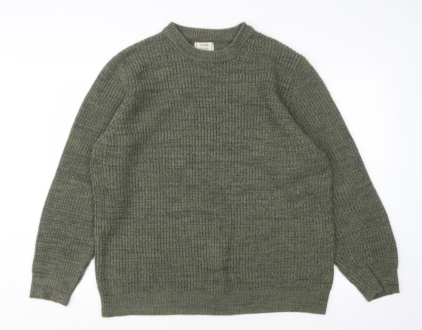 George Mens Green Round Neck  Acrylic Pullover Jumper Size XL