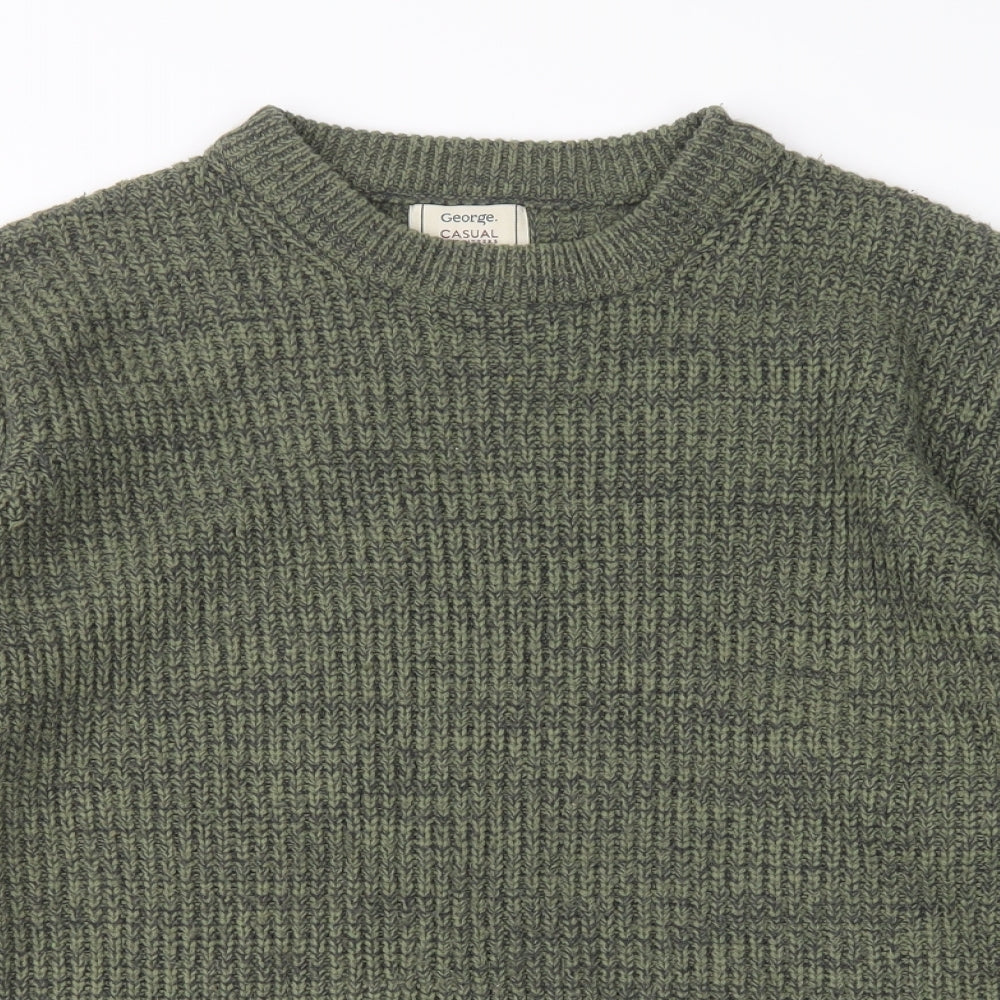 George Mens Green Round Neck  Acrylic Pullover Jumper Size XL