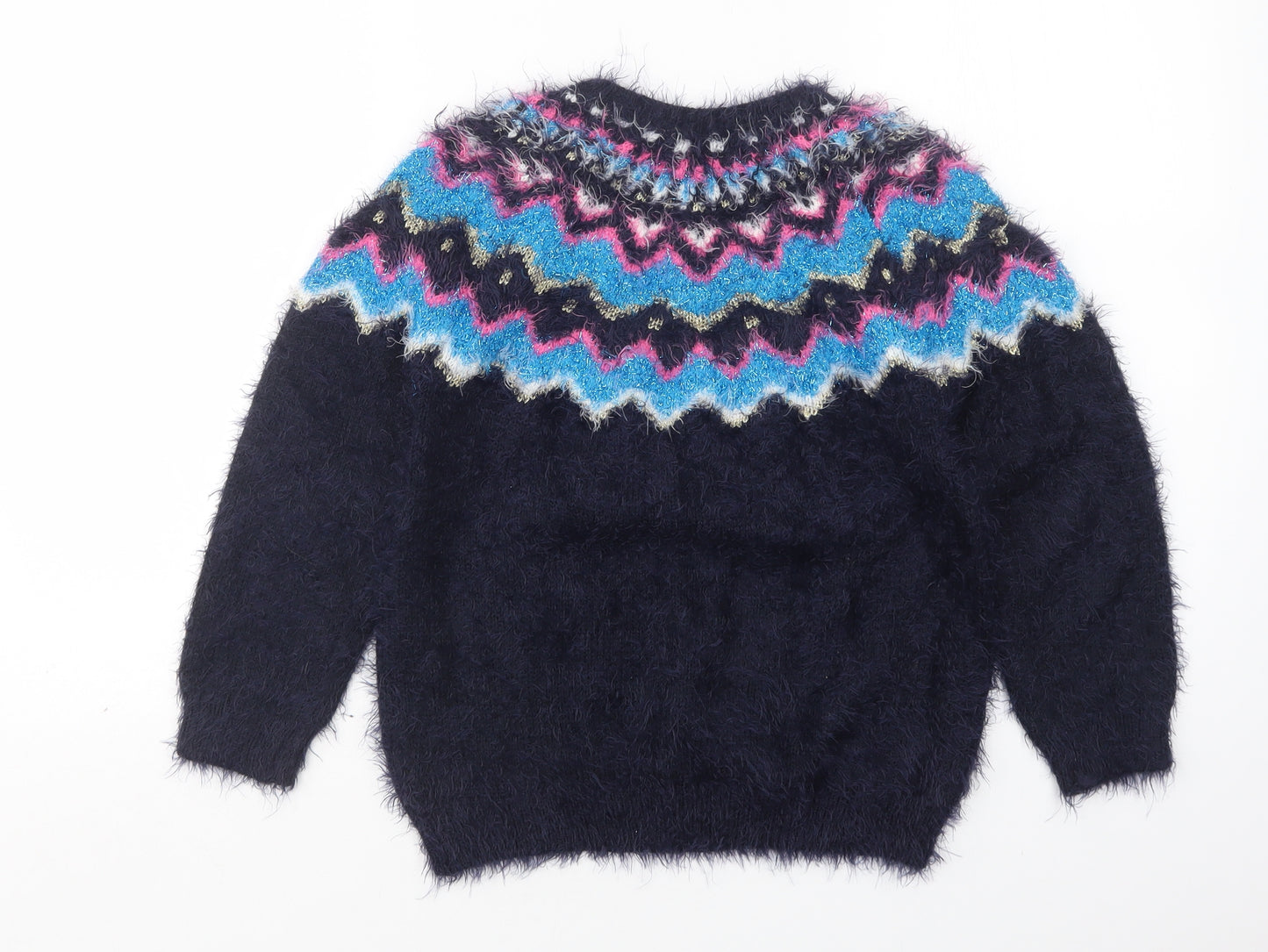 George  Girls Multicoloured Round Neck Argyle/Diamond Polyamide Pullover Jumper Size 11-12 Years