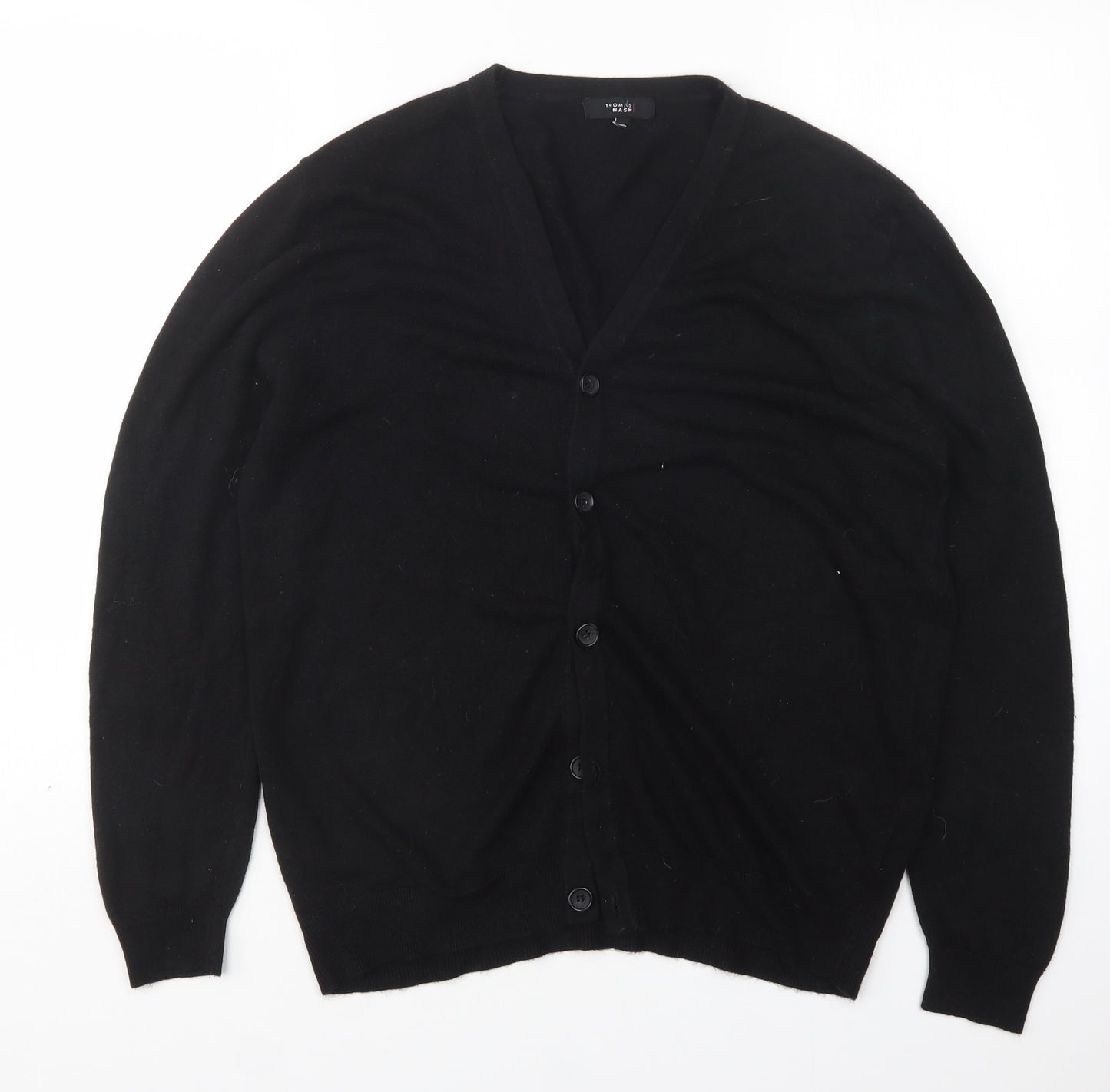 Thomas Nash  Womens Black V-Neck  Acrylic Cardigan Jumper Size L