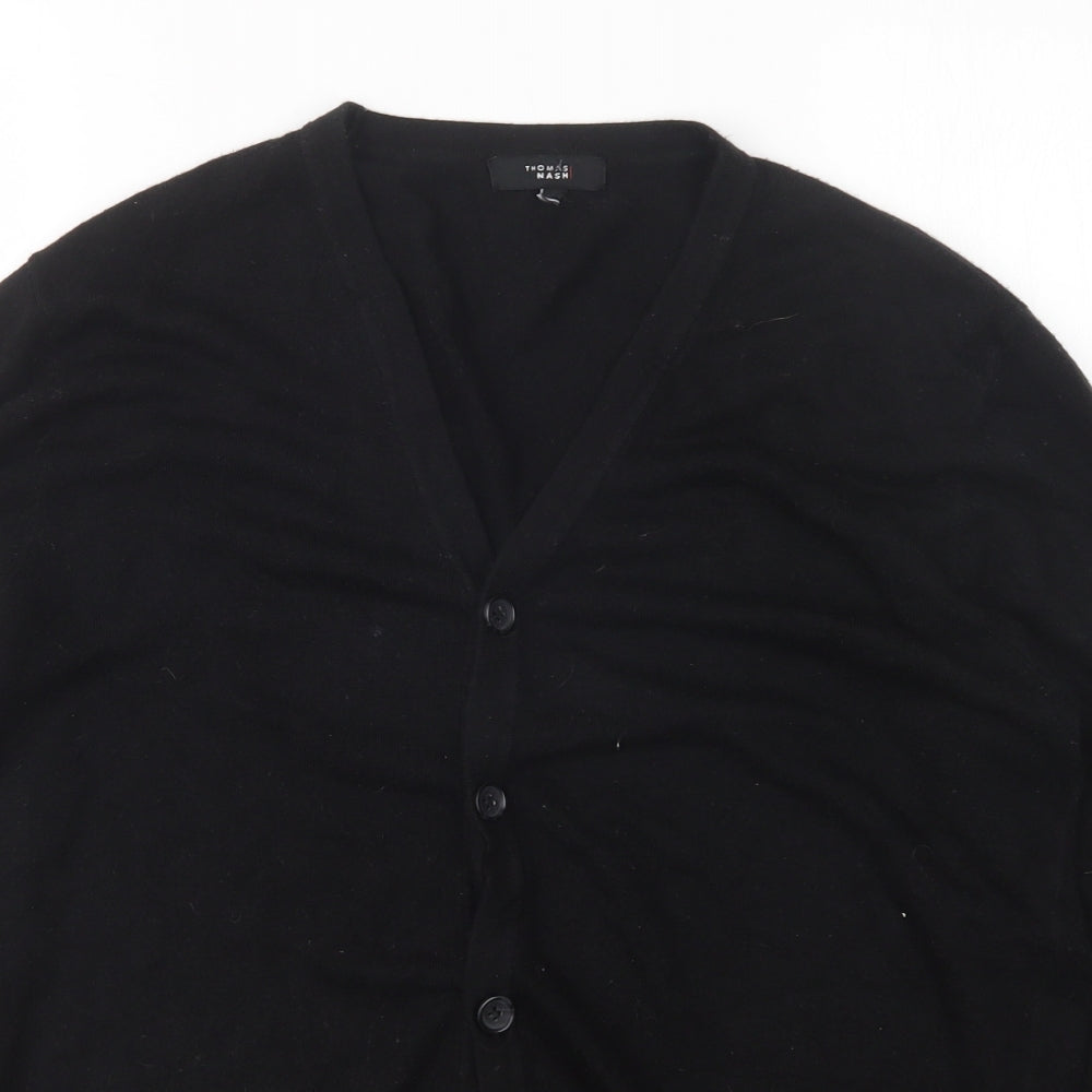 Thomas Nash  Womens Black V-Neck  Acrylic Cardigan Jumper Size L