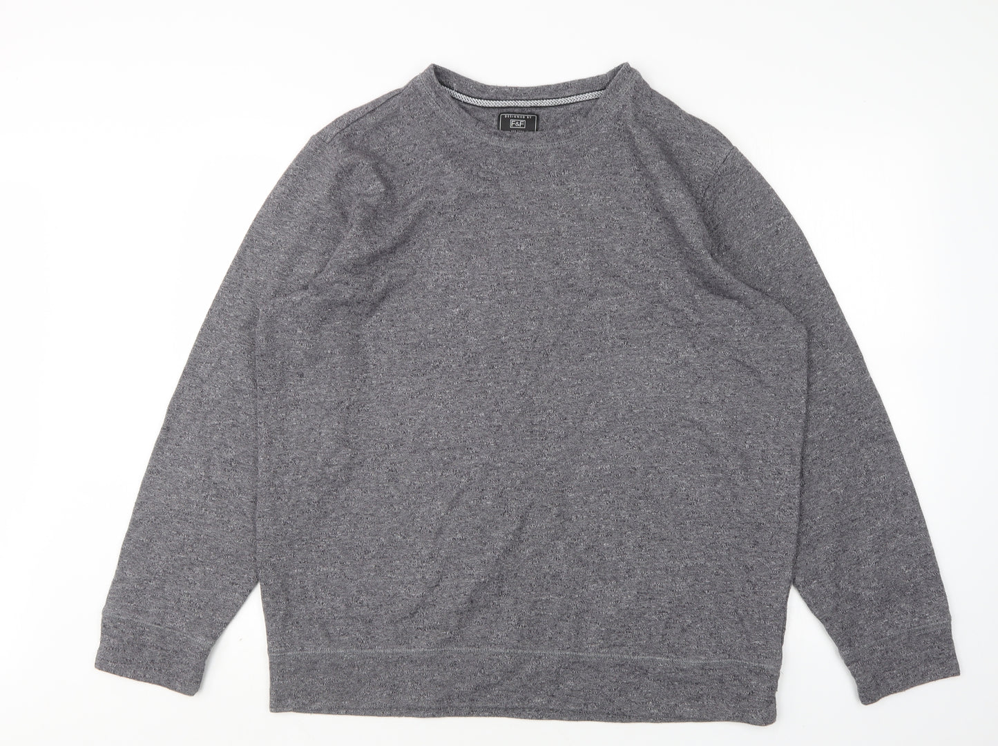F&F Mens Grey Round Neck  Cotton Pullover Jumper Size XL