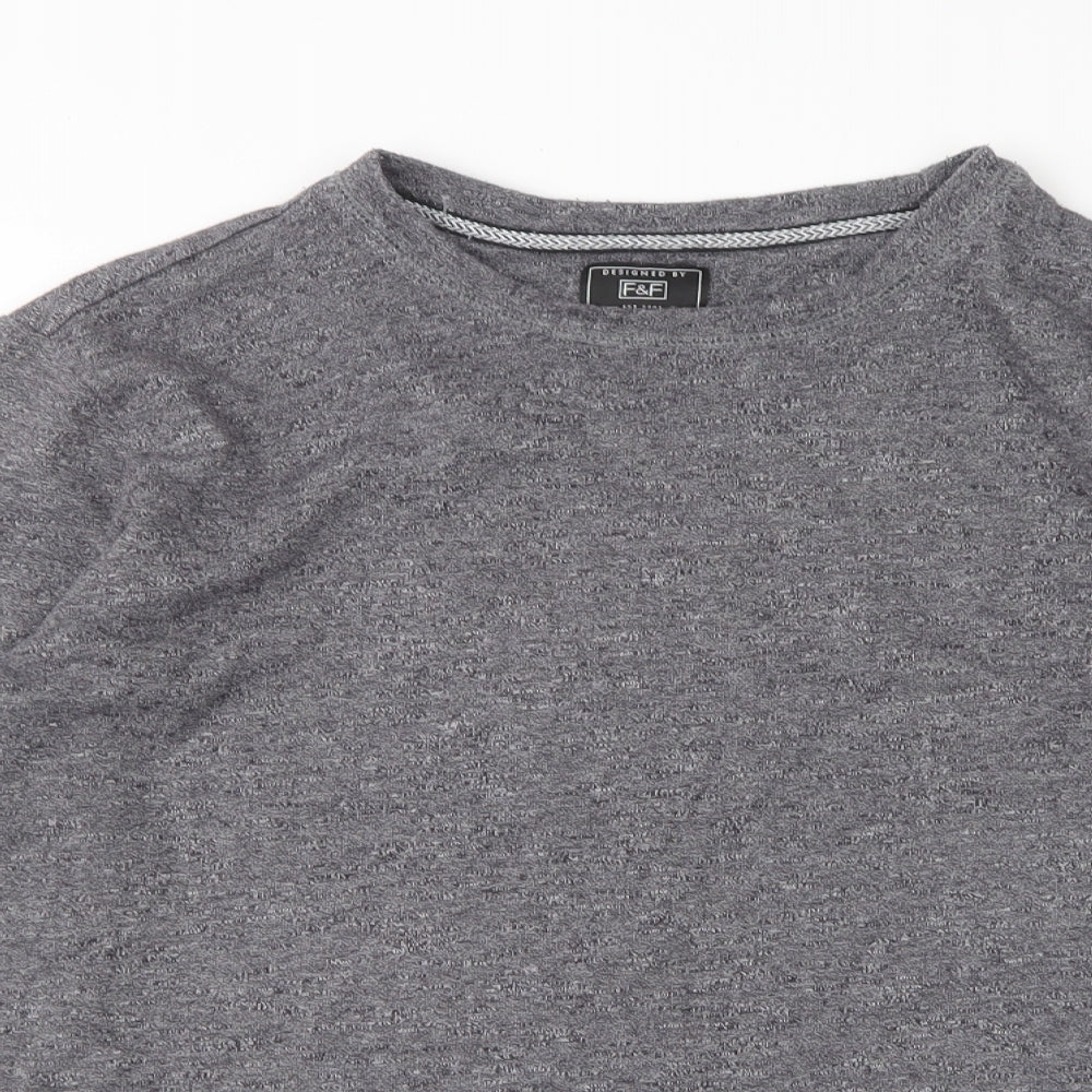 F&F Mens Grey Round Neck  Cotton Pullover Jumper Size XL