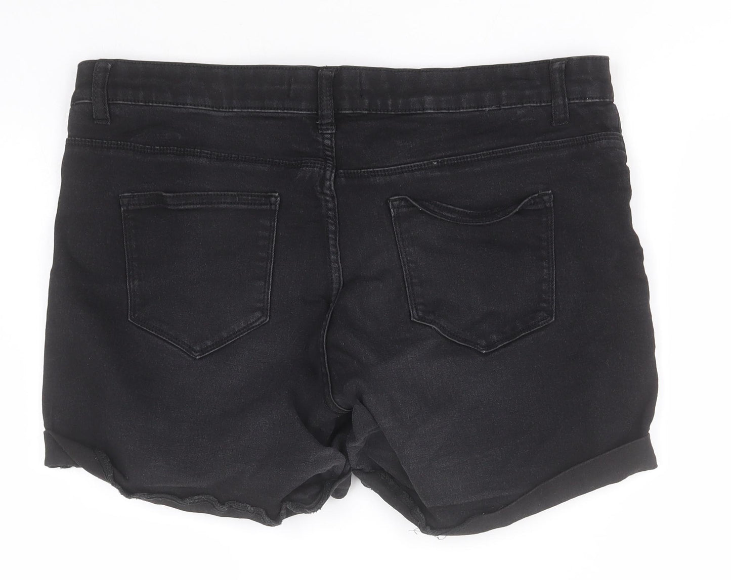 Primark Womens Black  Cotton Cargo Shorts Size 16  Regular