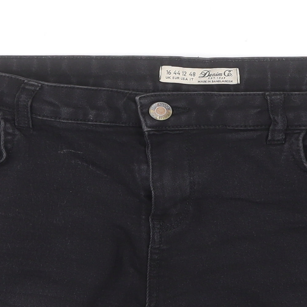 Primark Womens Black  Cotton Cargo Shorts Size 16  Regular
