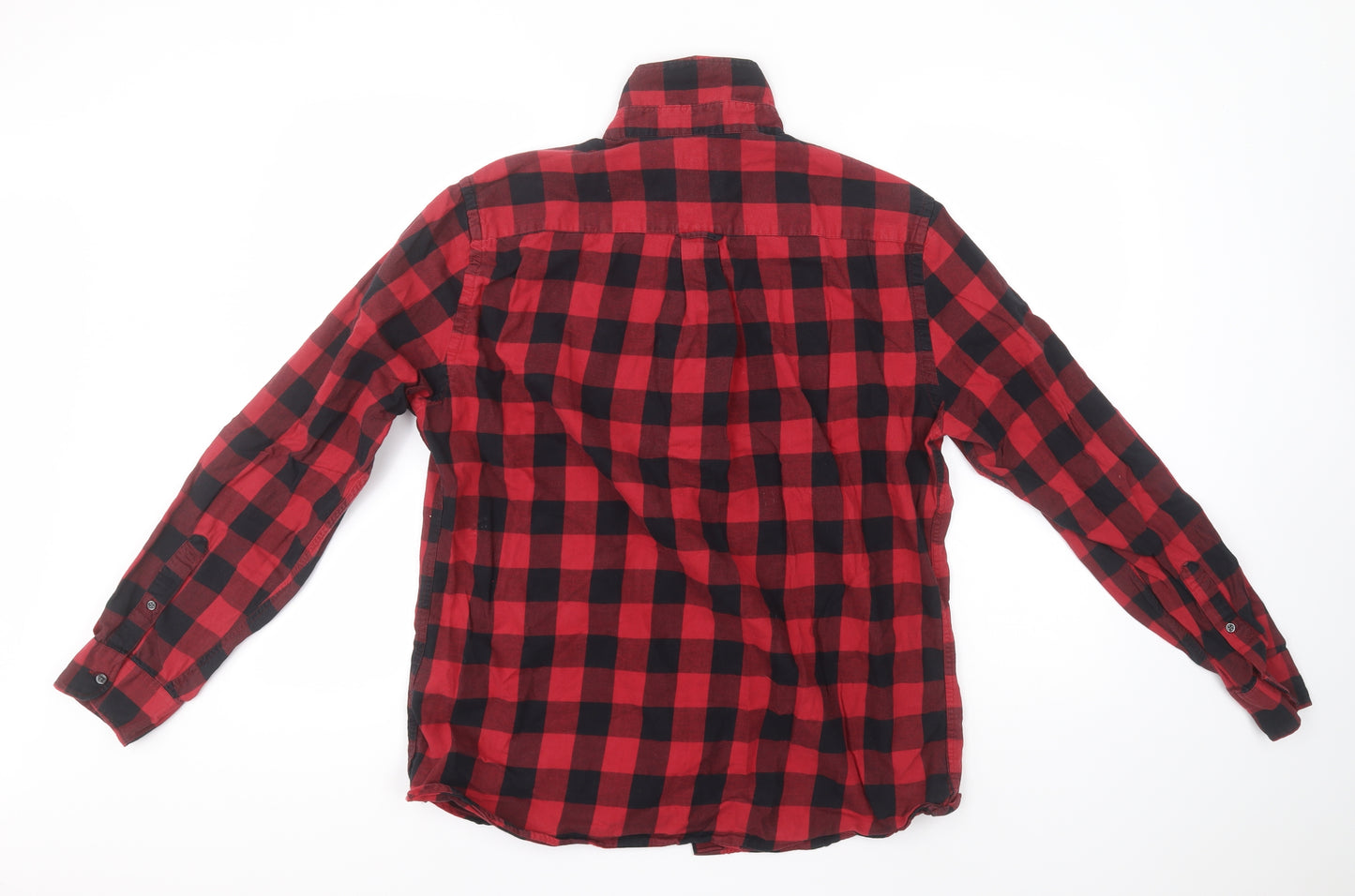 NEXT Mens Red Check Cotton  Button-Up Size L Collared